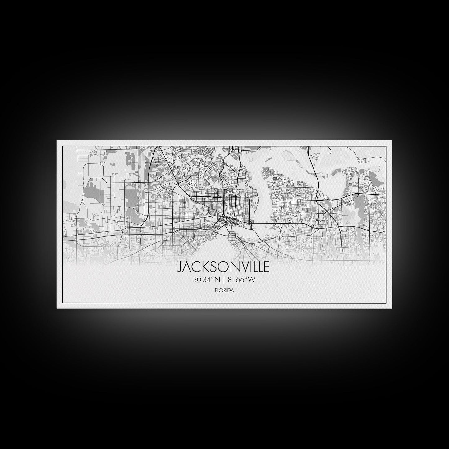 Jacksonville City Map, Florida Map, Map Art, Modern Art, Wall Art, Canvas Art, Bar Cart Art, Wall Print Trendy, Girlfriend Gift, Office Art