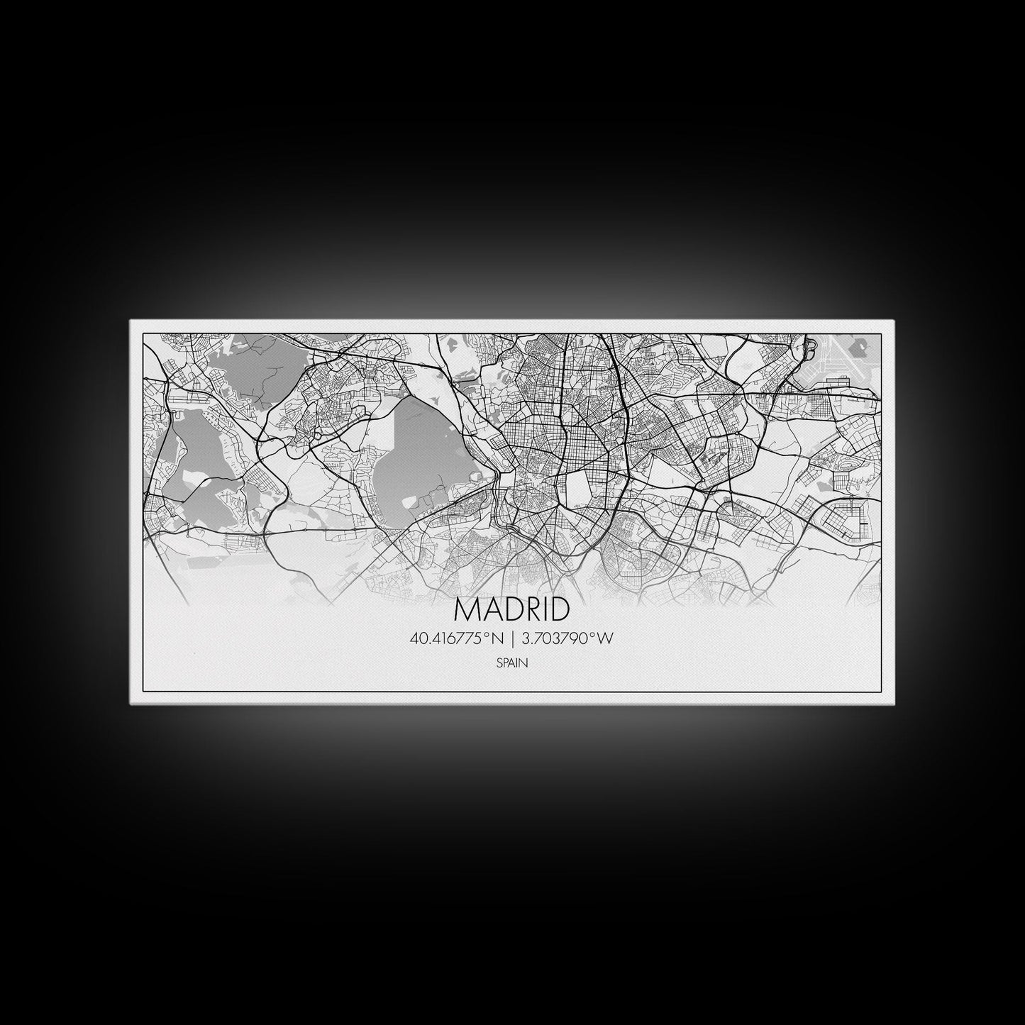 Madrid City Map, Spain Map, Map Art, Modern Art, Wall Art, Canvas Art, Europe Wall Art, Girl Room Décor, Mens Gift, Preppy Wall Art, Office