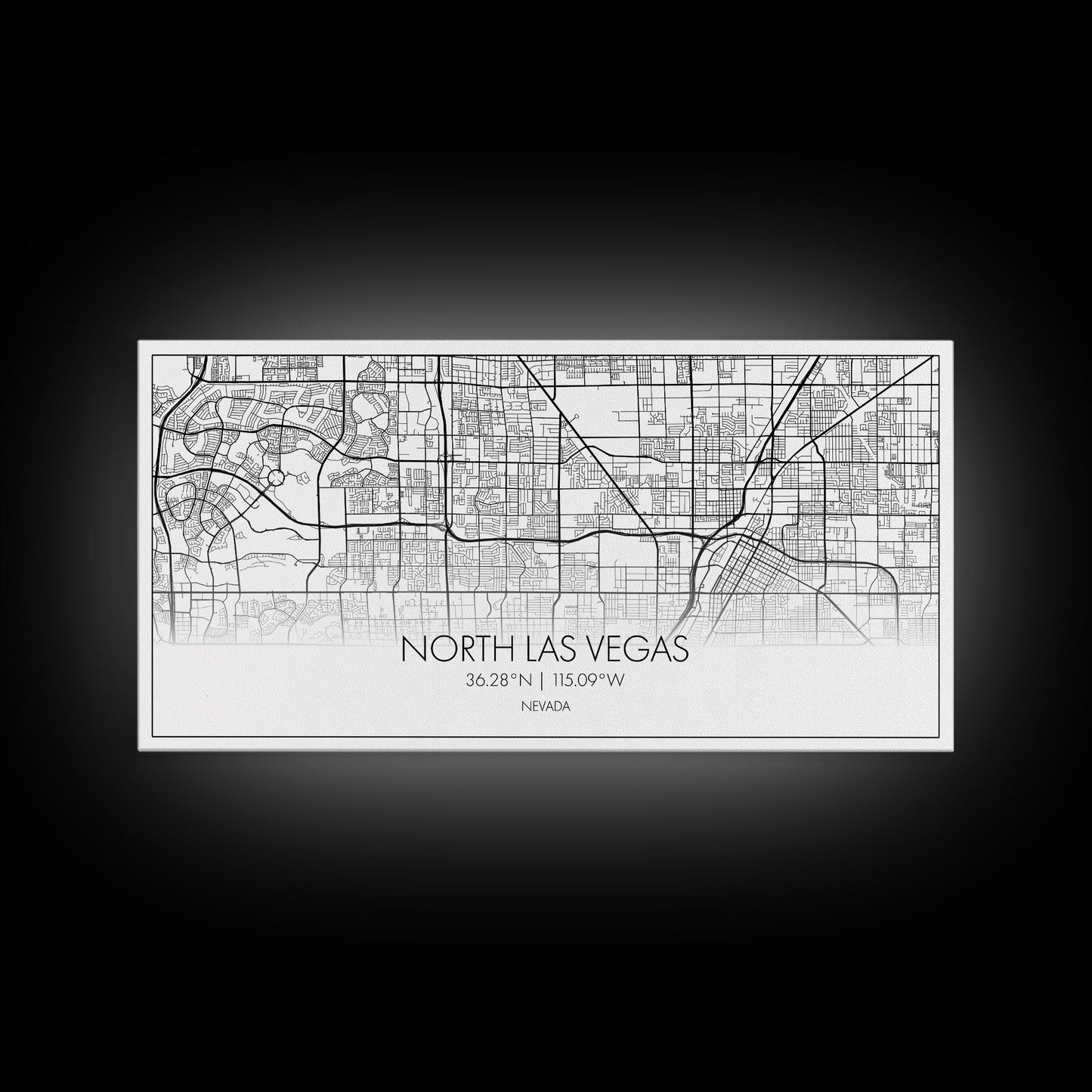 North Las Vegas City Map, Nevada Art, Map Print, Minimalist Wall Art, Wall Art, Canvas Art, Gamer Room Décor, Teacher Gift, Teen Boy Décor