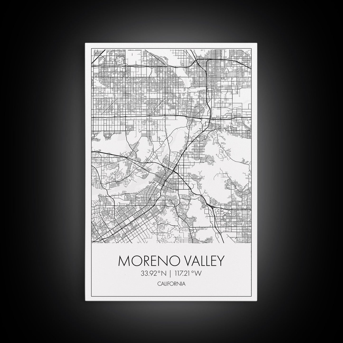 Moreno Valley Street Map, California Map, City Map Art, Modern Art, Wall Art, Canvas Print, Wall Art For Bedroom, Couple Gift, Travel Print