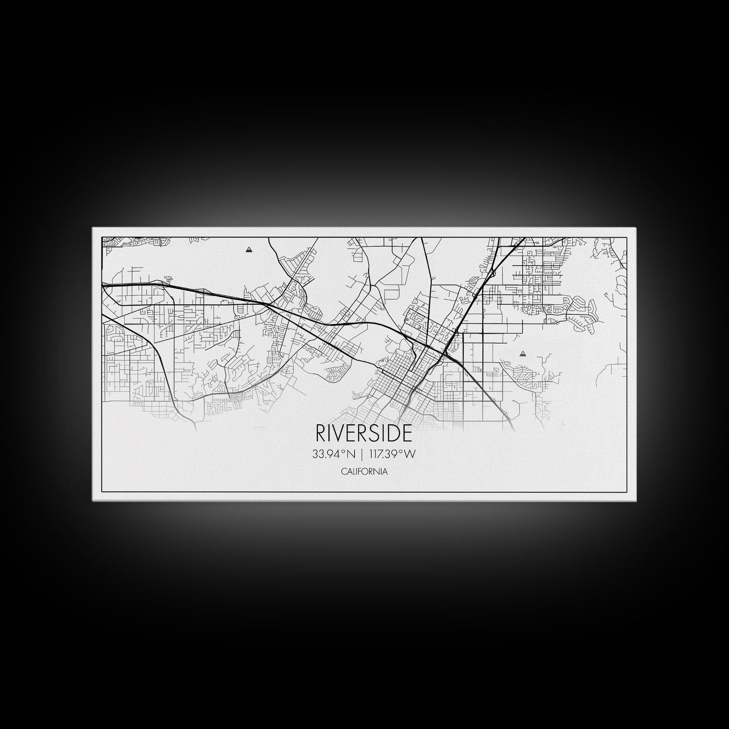 Riverside City Map, California Art, Map Print, Minimalist Wall Art, Wall Art, Canvas Art, Dorm Room Décor, Gift For Husband, Cabin Wall Art