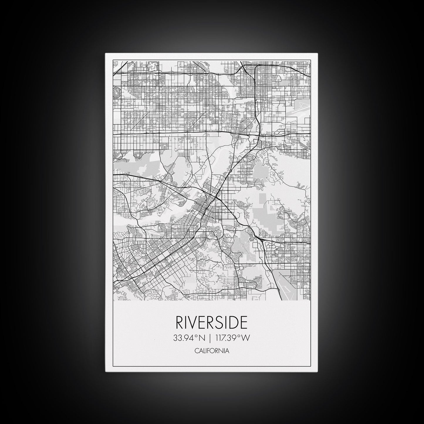 Riverside Street Map, California Map, City Map Art, Minimalist Art, Wall Art, Canvas Print, Office Wall Décor, Gifts For Dad, Travel Print