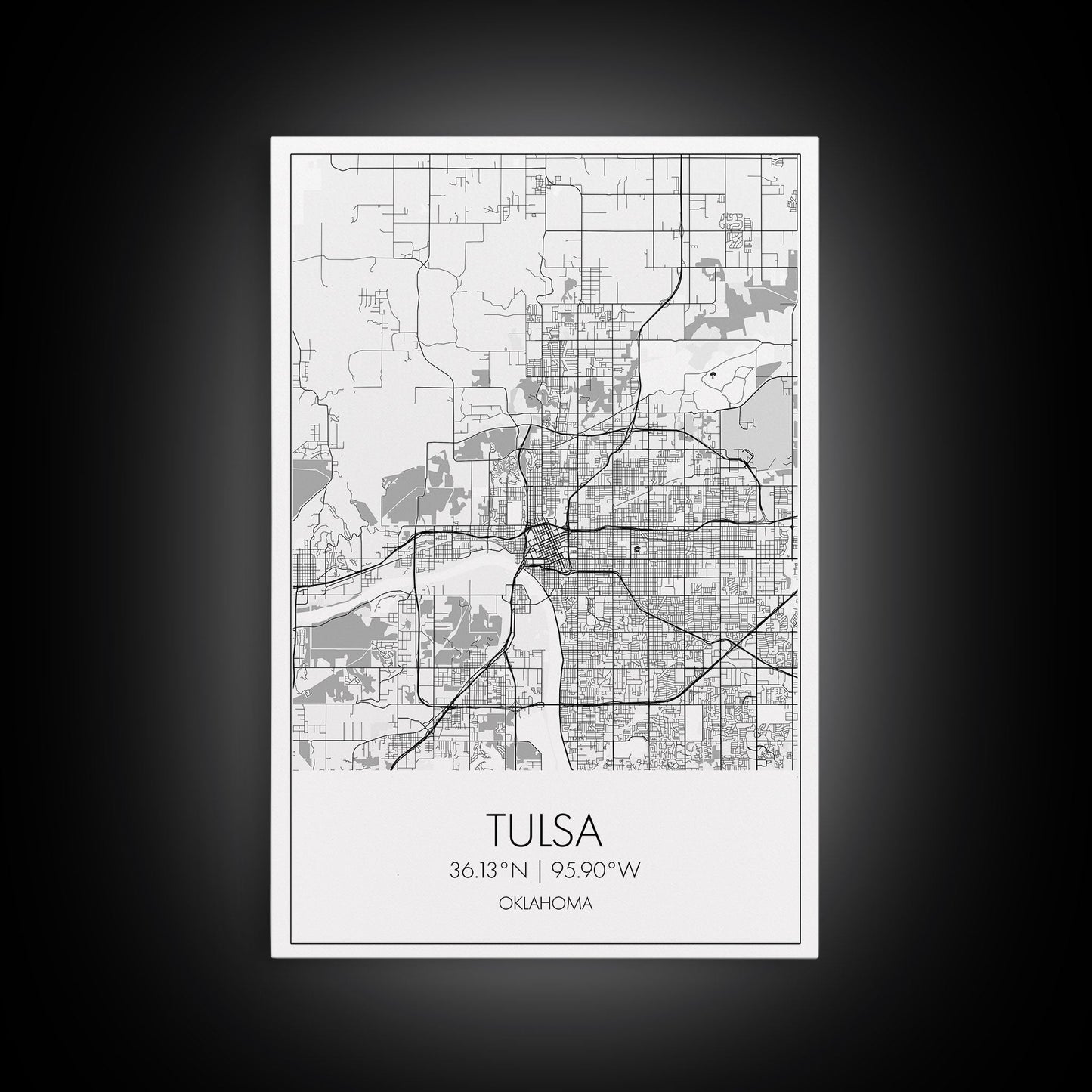 Tulsa Street Map, Oklahoma Map, City Map Print, Modern Wall Art, Wall Art, Canvas Print, Dorm Room Décor, Gift For Husband, Travel Art Print