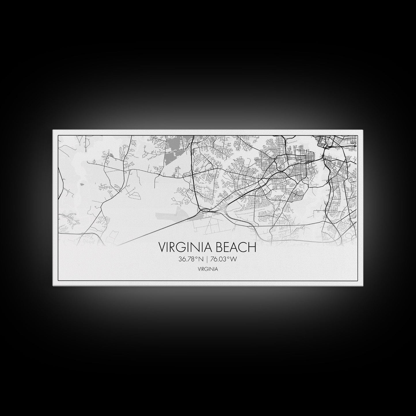Virginia Beach City Map, Virginia Art, Map Print, Modern Wall Art, Wall Art, Canvas Art, Dorm Room Art, Family Home Décor, Birthday Gift