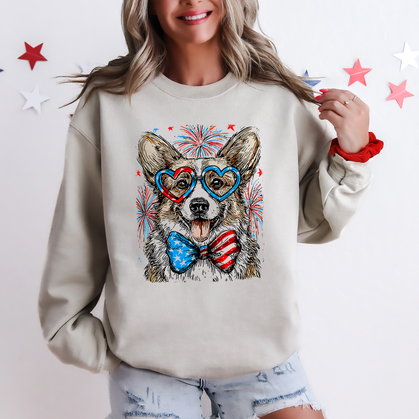 Corgi Patriotic Dog USA America Pet Lover Fourth Of July Celebration For Pet Fans Sweatshirt