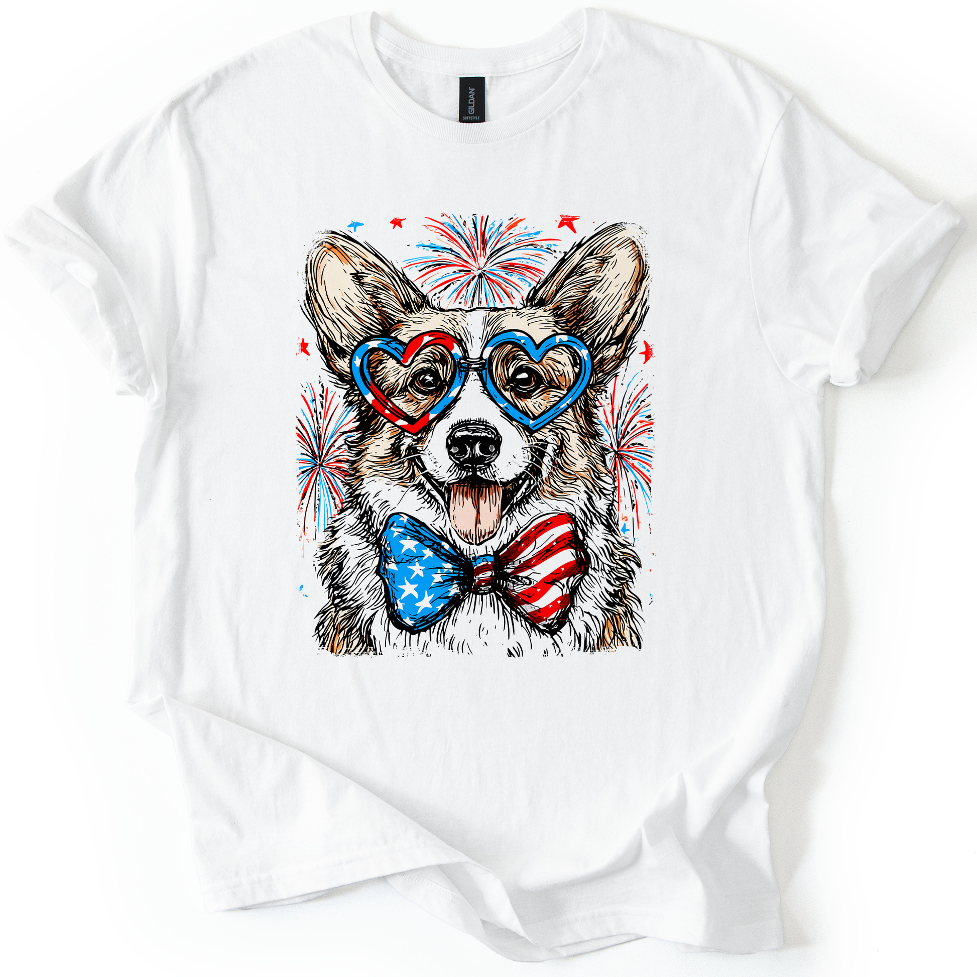 Corgi Patriotic Dog USA Flag Edition Fourth Of July Celebration For Pet Lovers Graphic Tee