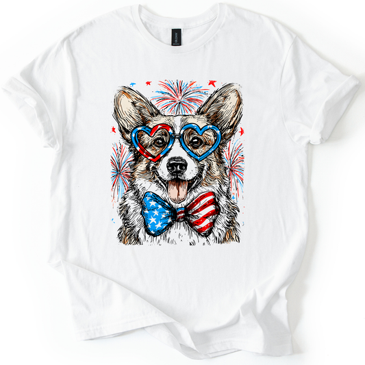 Corgi Patriotic Dog USA Flag Edition Fourth Of July Celebration For Pet Lovers Graphic Tee
