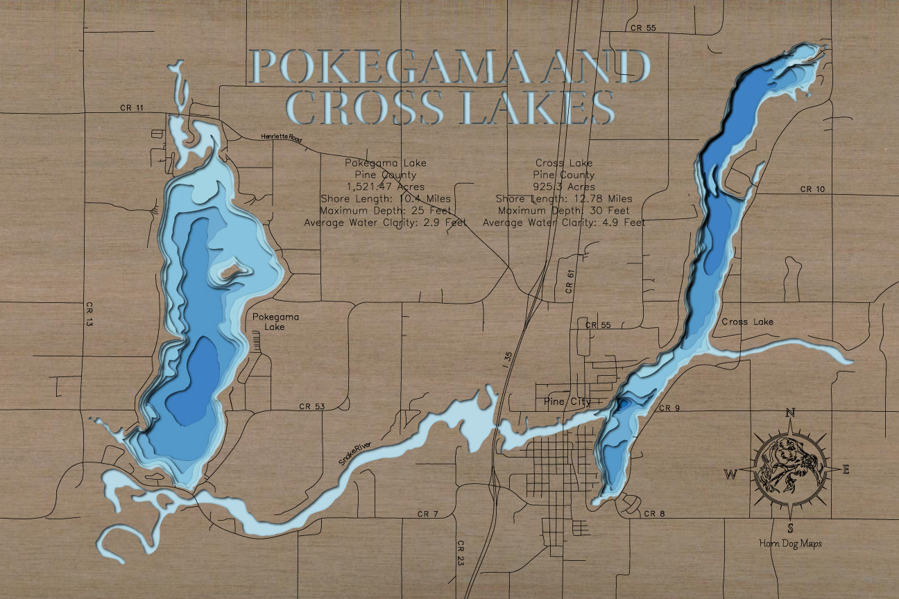 Pokegama and Cross Lakes in Pine County, Minnesota