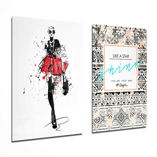 Enjoy the Little Things 2 Pieces Combine Glass Wall Art
