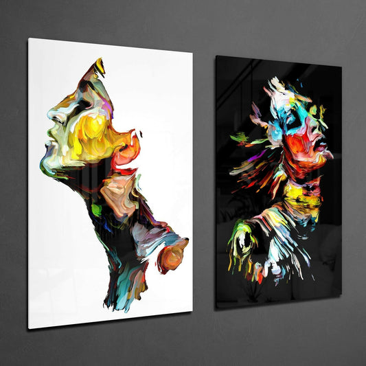 Feel the Music 2 Pieces Combine Glass Wall Art