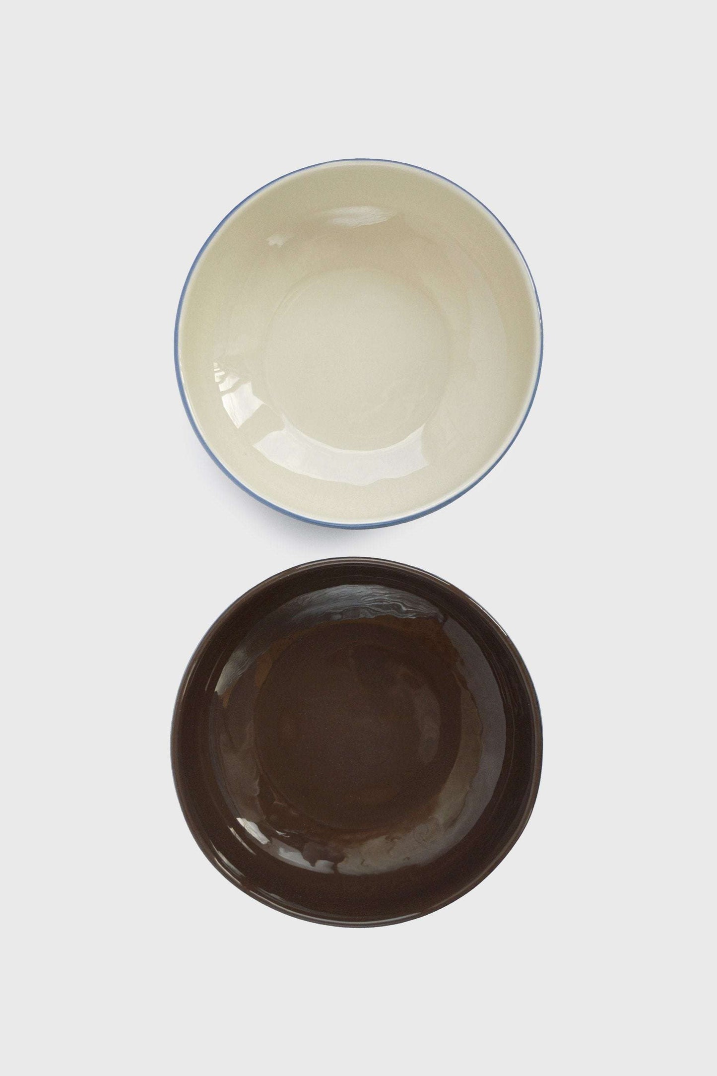 Handmade Porcelain Bowl. Forget-me-not/Chocolate