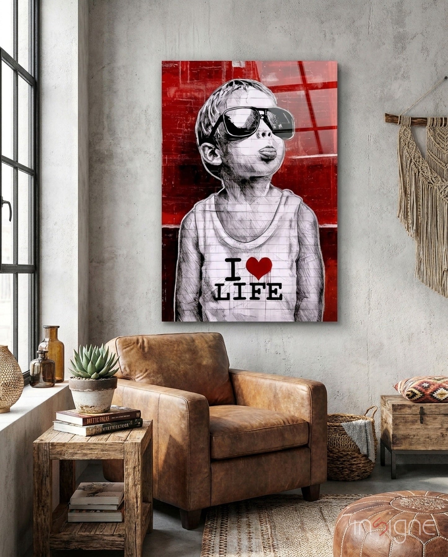 I Love Life Glass Wall Art || Designer Collection