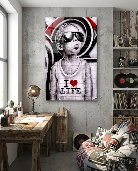 I Love Life Glass Wall Art || Designer Collection