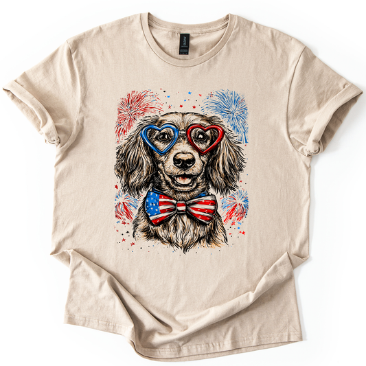 Dachshund Patriotic Dog USA Flag Lover 4th of July Celebration Edition Graphic Tee