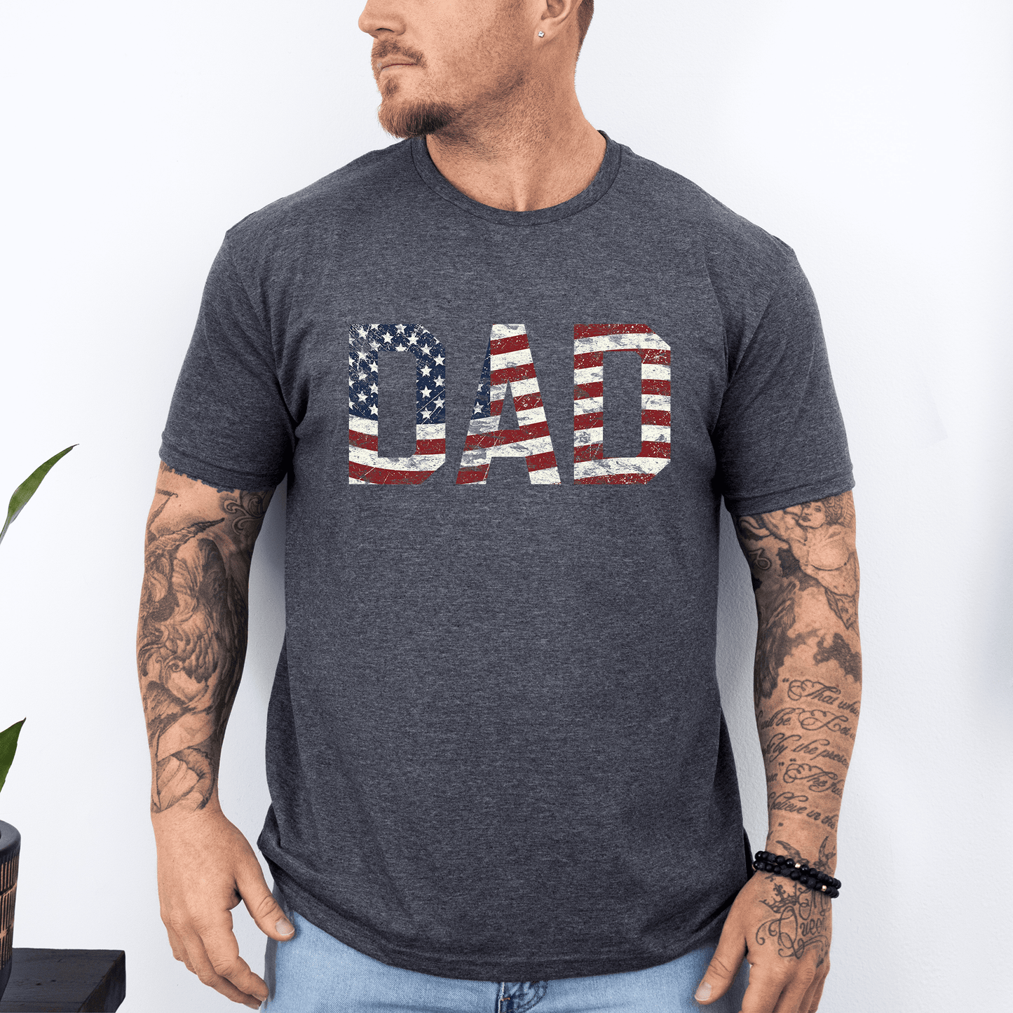 Dad Patriotic American Flag USA Pride Fourth Of July Soft Style Vintage Edition Proud Patriotic Dad Graphic Tee