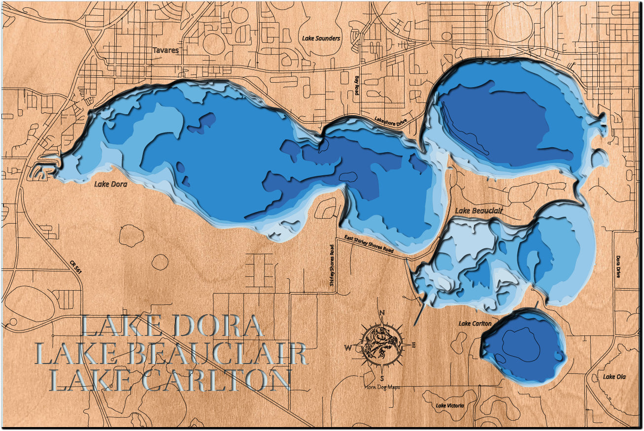 Lake Dora, Lake Beauclair, and Lake Carlton in Lake County, Florida