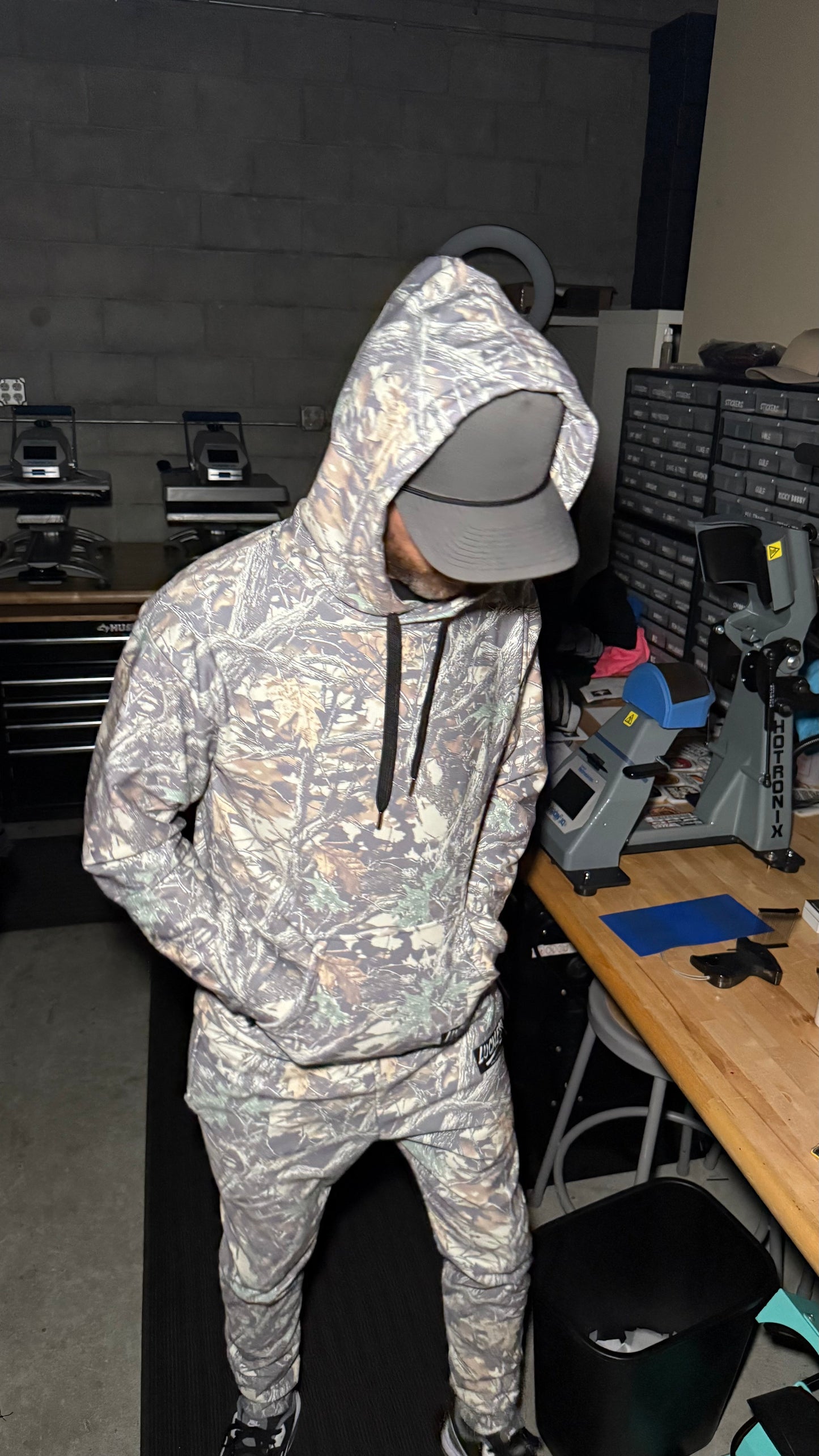 Faded Camouflage Wide String Hoodie
