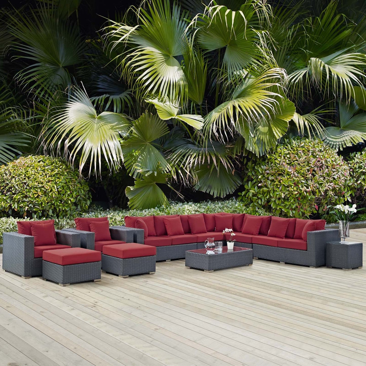 Sojourn 11 Piece Outdoor Patio Sunbrella¨ Sectional Set by Modway
