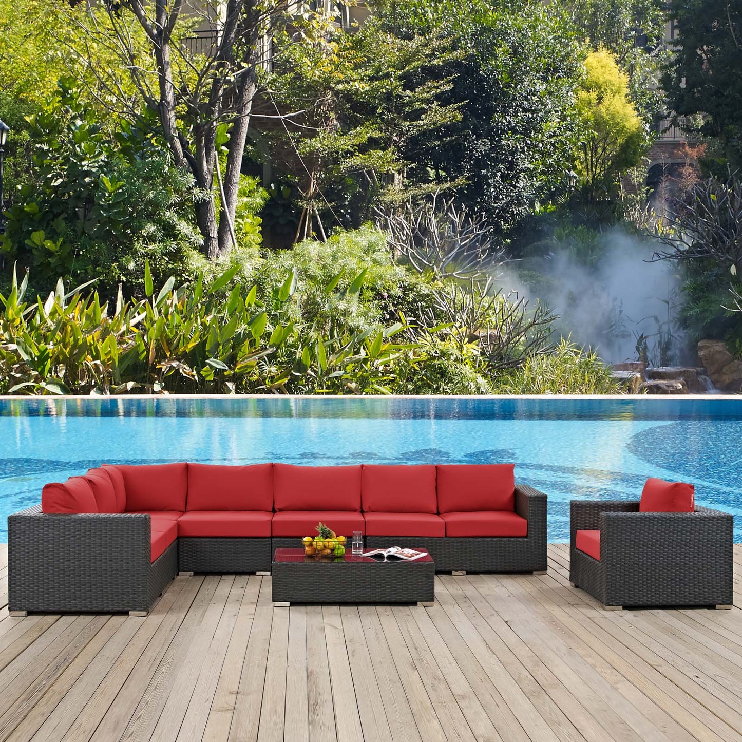 Sojourn 7 Piece Outdoor Patio Sunbrella¨ Sectional Set by Modway