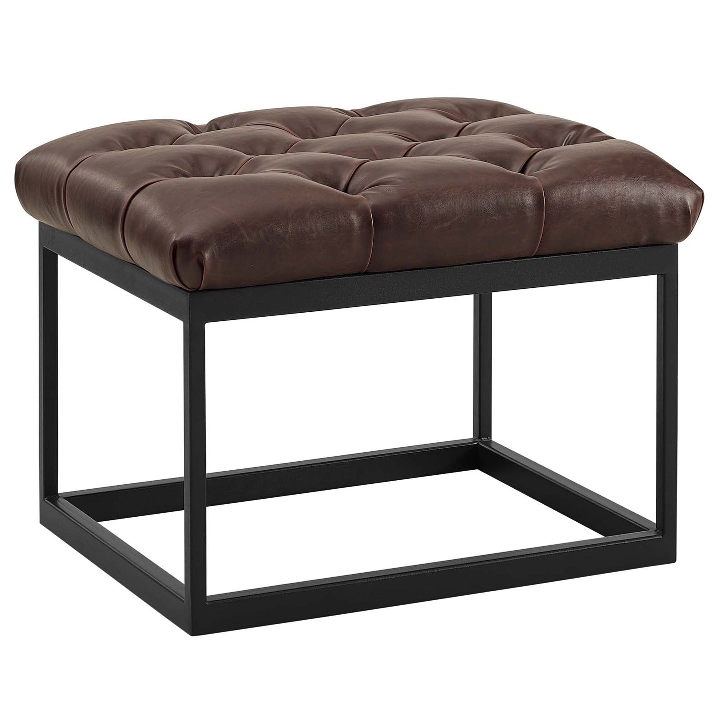 Cherish Antique Button Tufted Faux Leather Ottoman by Modway