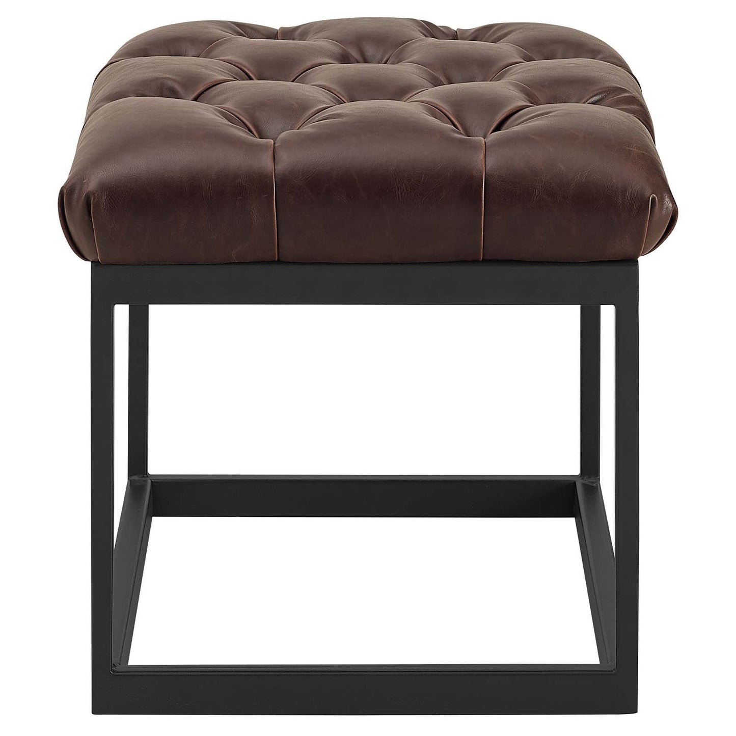 Cherish Antique Button Tufted Faux Leather Ottoman by Modway