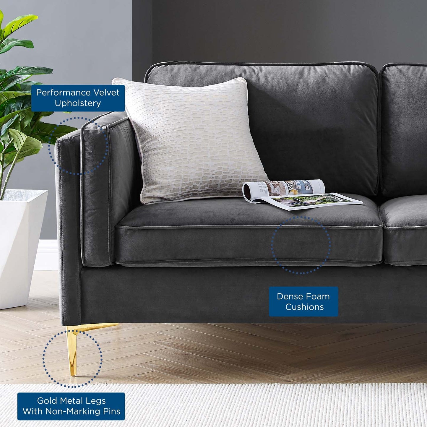 Kaiya Performance Velvet Sofa by Modway