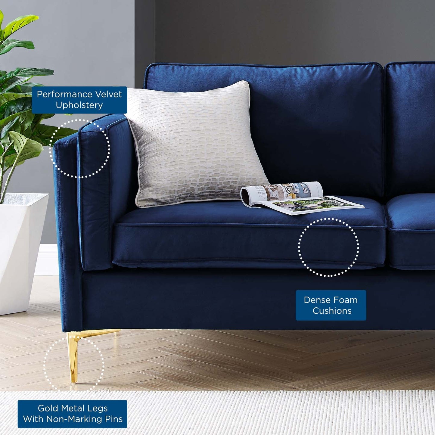Kaiya Performance Velvet Sofa by Modway