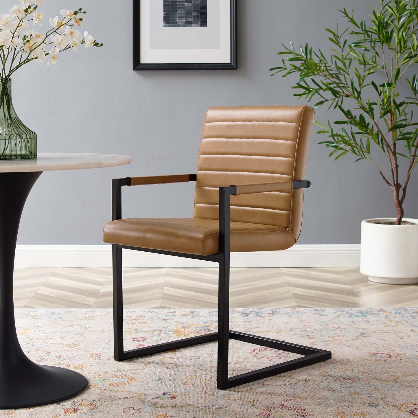 Savoy Vegan Leather Dining Chairs Set of 2 by Modway