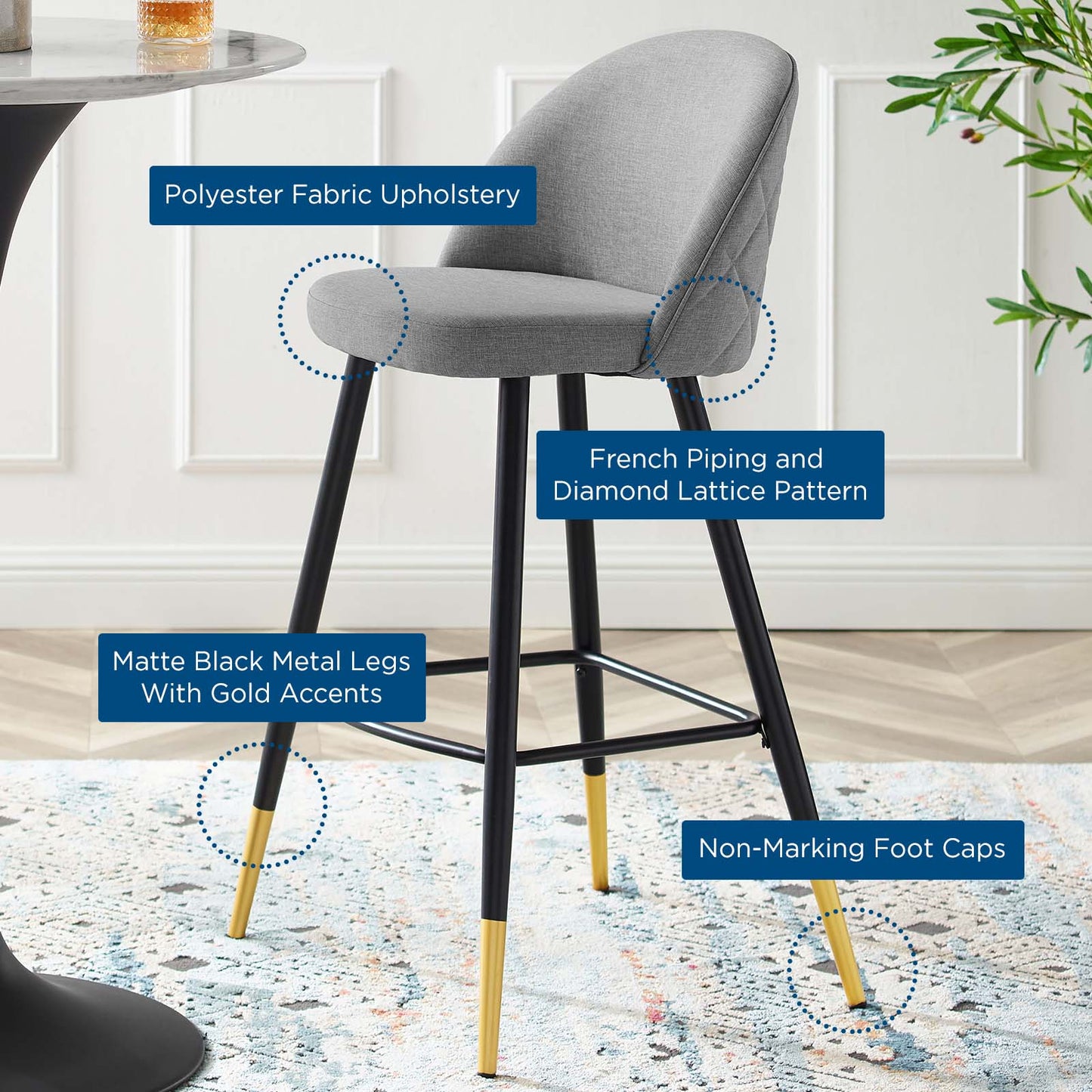 Cordial Fabric Bar Stools Set of 2 by Modway