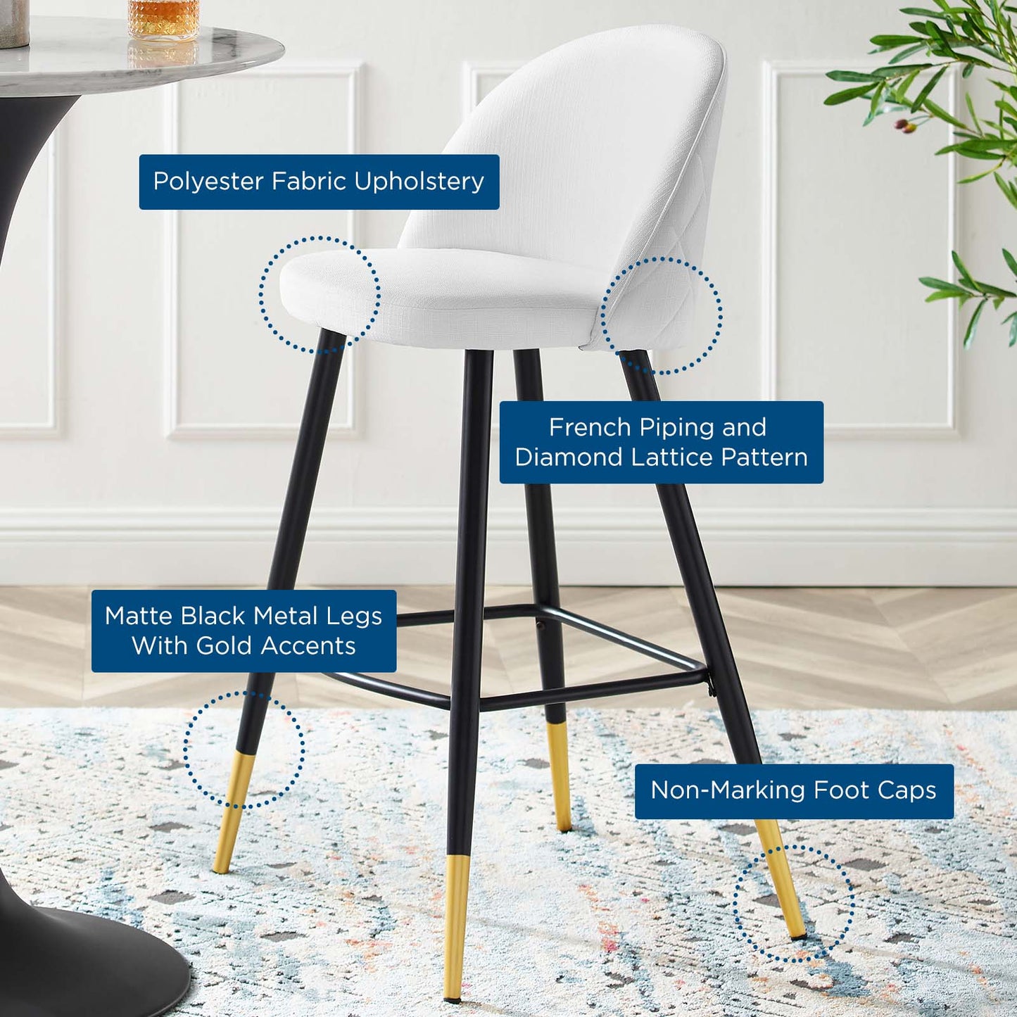 Cordial Fabric Bar Stools Set of 2 by Modway