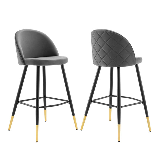 Cordial Performance Velvet Bar Stools Set of 2 by Modway