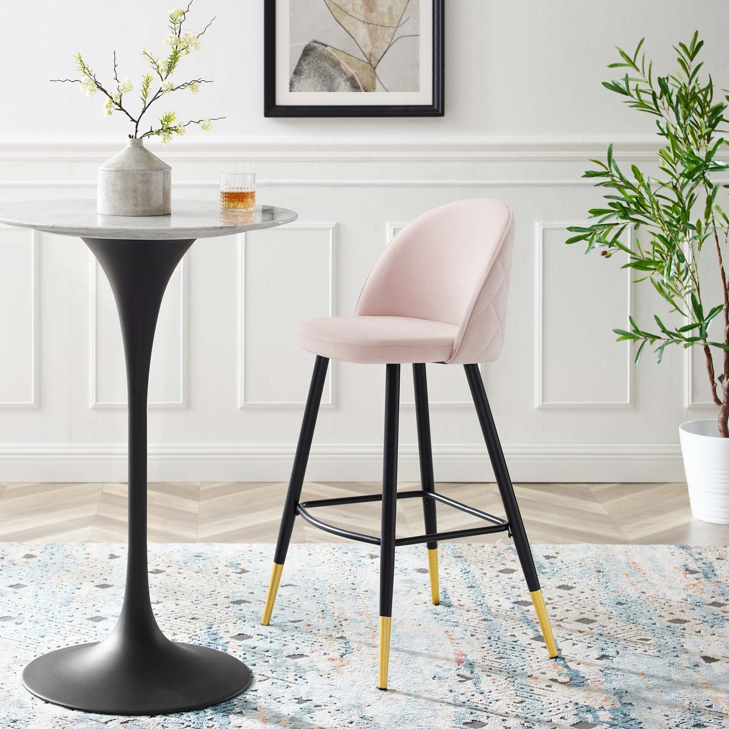 Cordial Performance Velvet Bar Stools Set of 2 by Modway