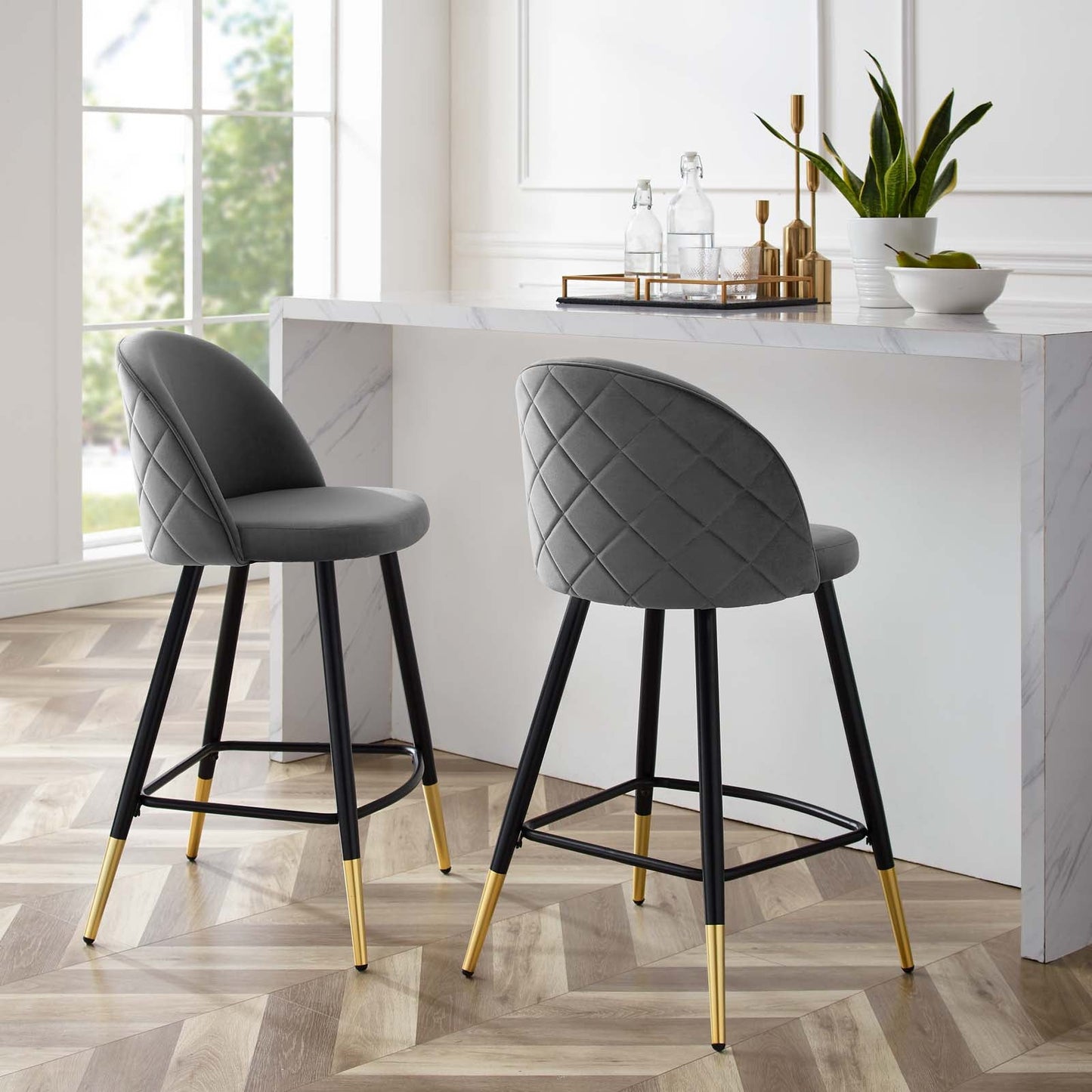 Cordial Performance Velvet Counter Stools Set of 2 by Modway