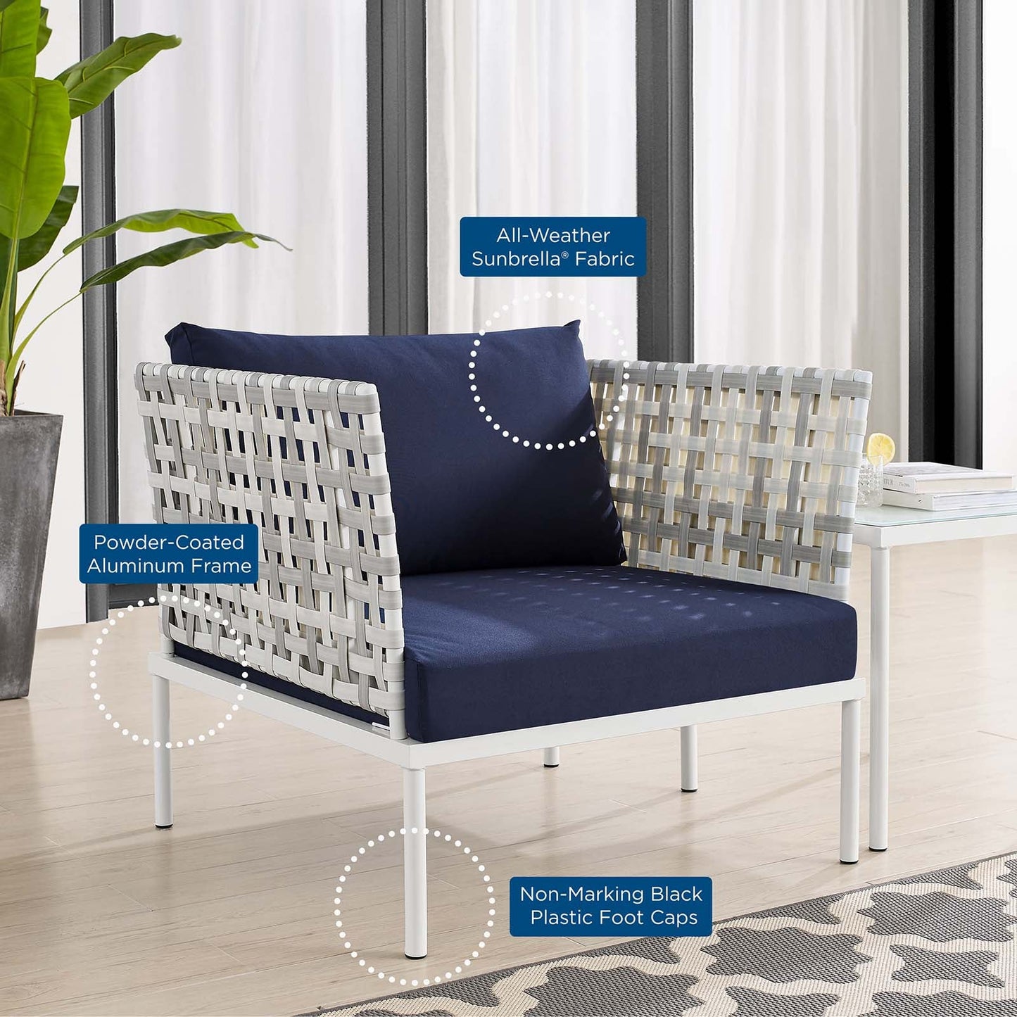 Harmony Sunbrella¨ Basket Weave Outdoor Patio Aluminum Armchair by Modway