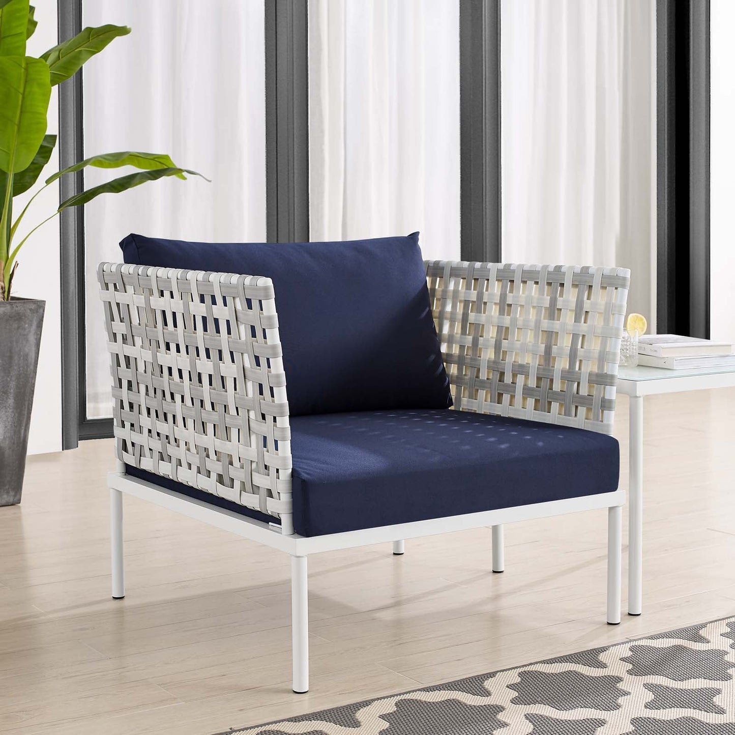 Harmony Sunbrella¨ Basket Weave Outdoor Patio Aluminum Armchair by Modway
