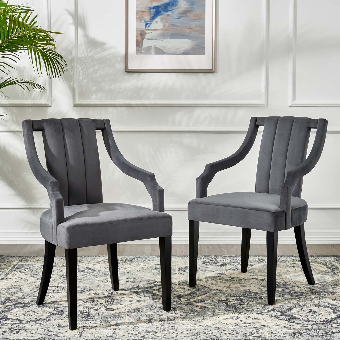 Virtue Performance Velvet Dining Chairs Set of 2 by Modway