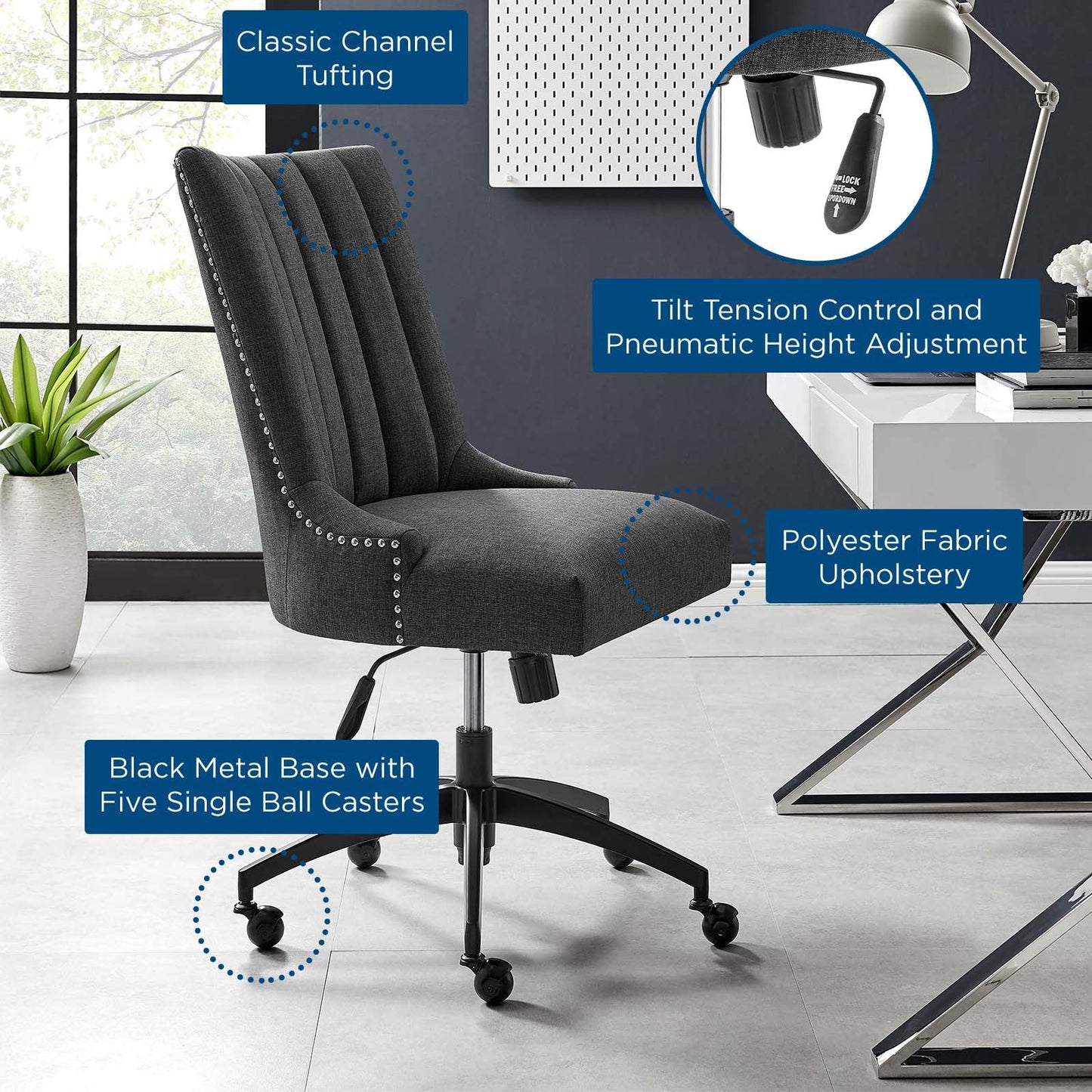 Empower Channel Tufted Fabric Office Chair by Modway