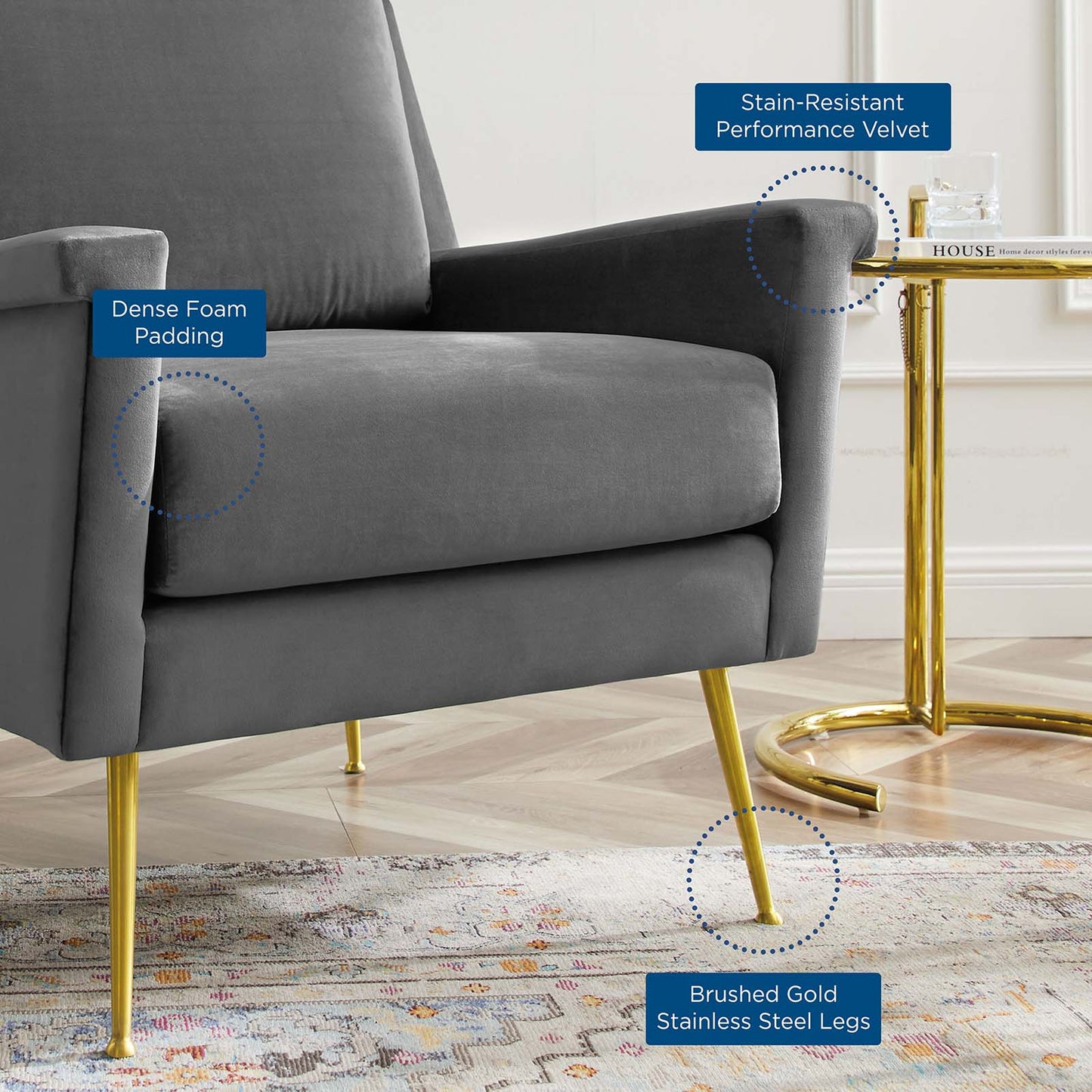 Chesapeake Performance Velvet Armchair by Modway