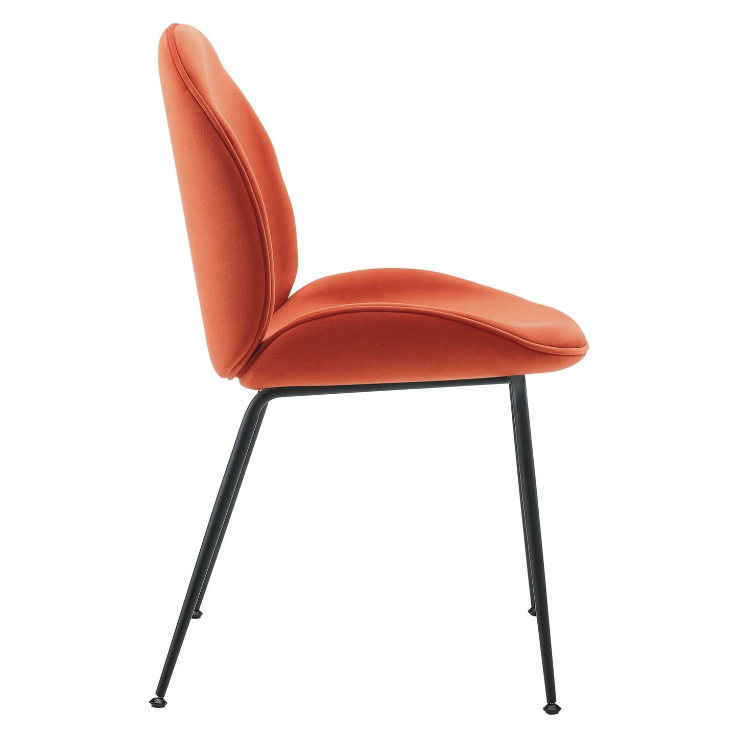 Scoop Black Powder Coated Steel Leg Performance Velvet Dining Chairs Set of 2 by Modway