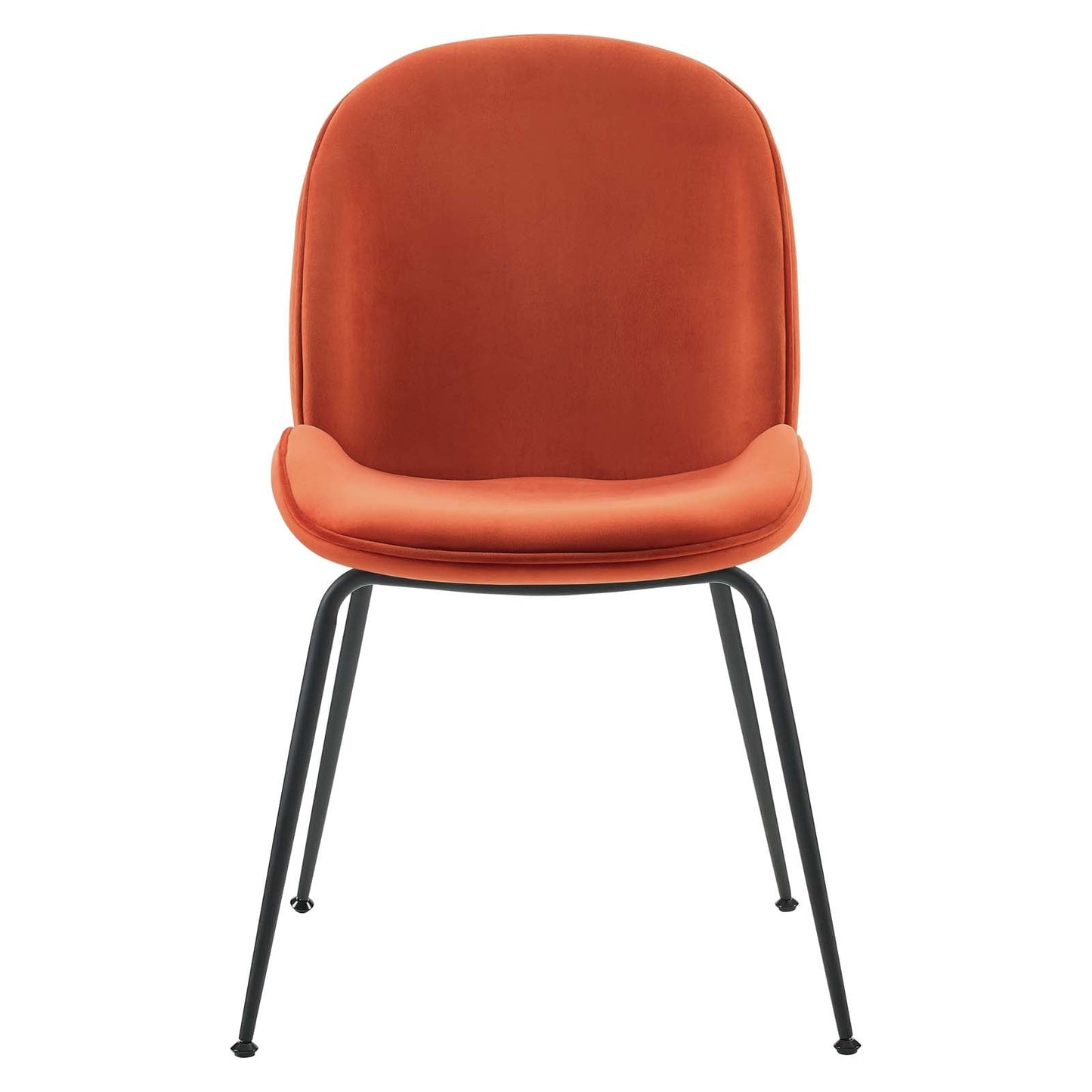 Scoop Black Powder Coated Steel Leg Performance Velvet Dining Chairs Set of 2 by Modway