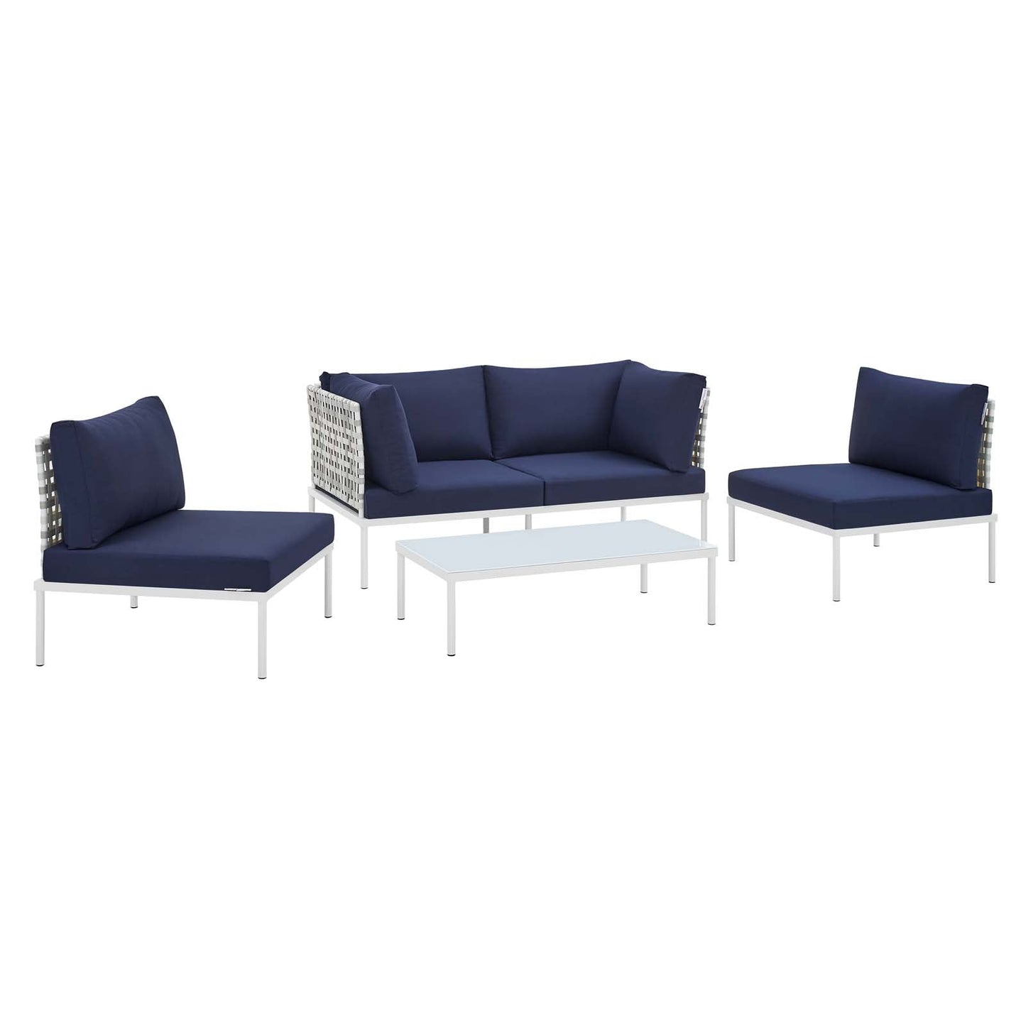 Harmony 4-Piece Sunbrella¨ Basket Weave Outdoor Patio Aluminum Seating Set by Modway