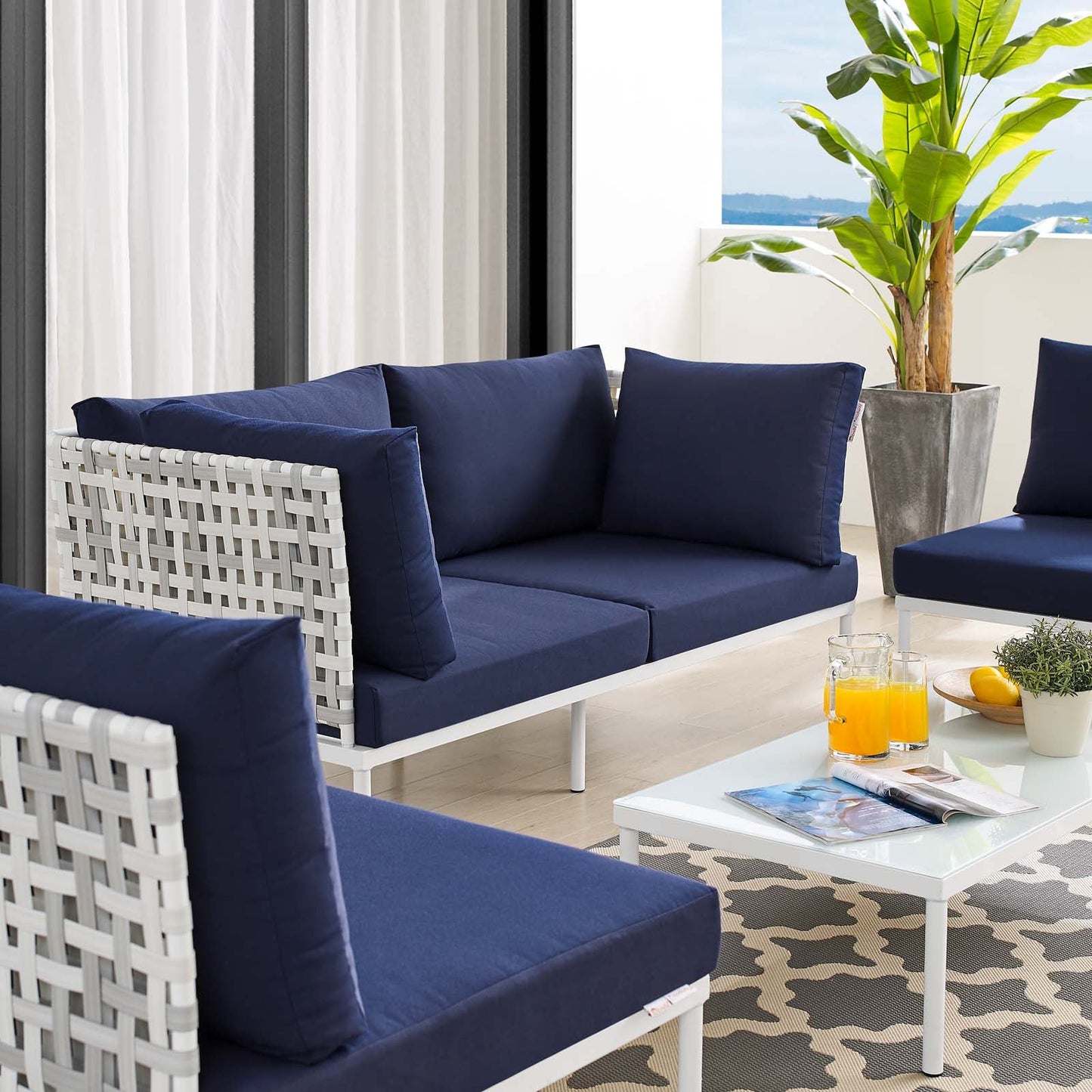 Harmony 4-Piece Sunbrella¨ Basket Weave Outdoor Patio Aluminum Seating Set by Modway