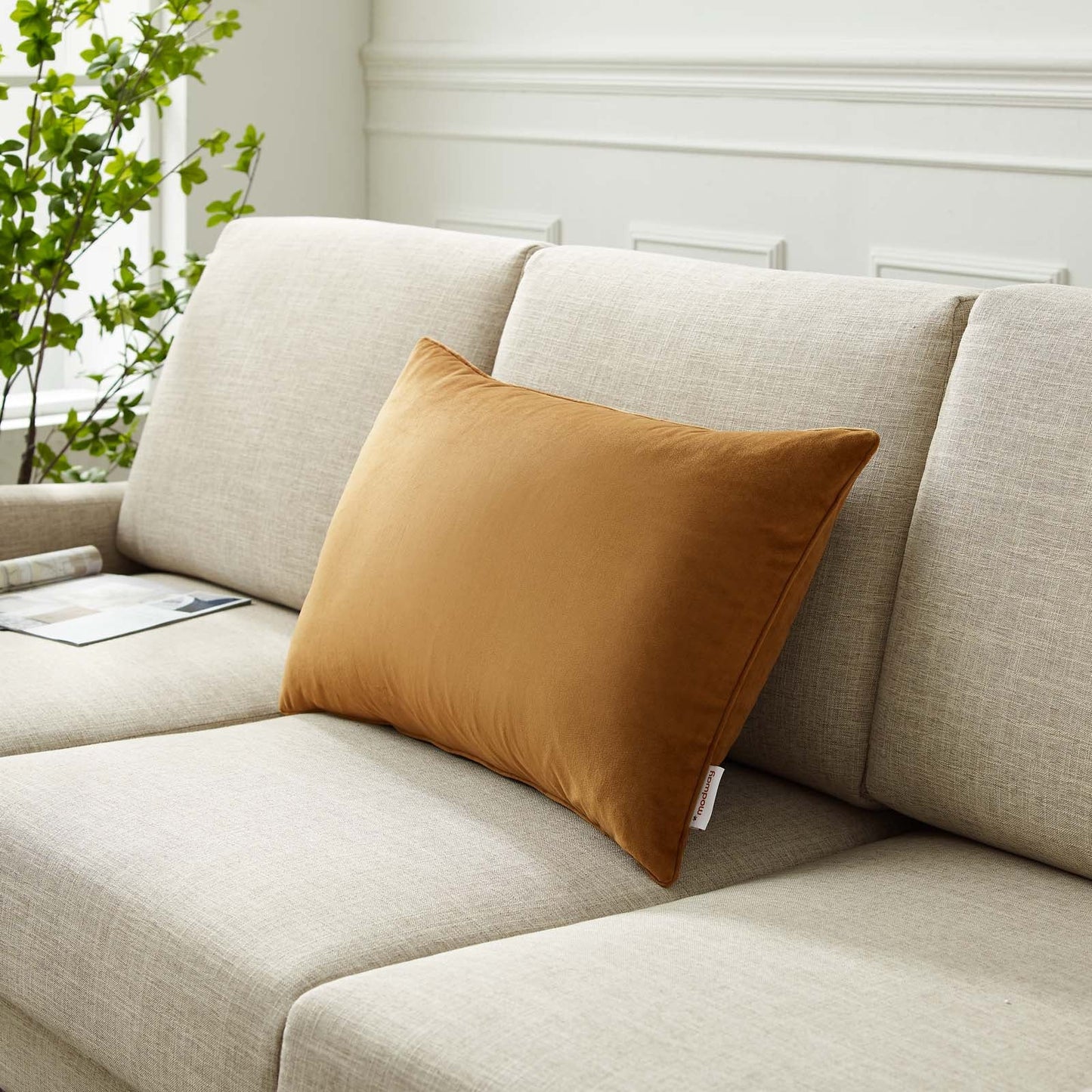 Enhance 24" Lumbar Performance Velvet Throw Pillow by Modway