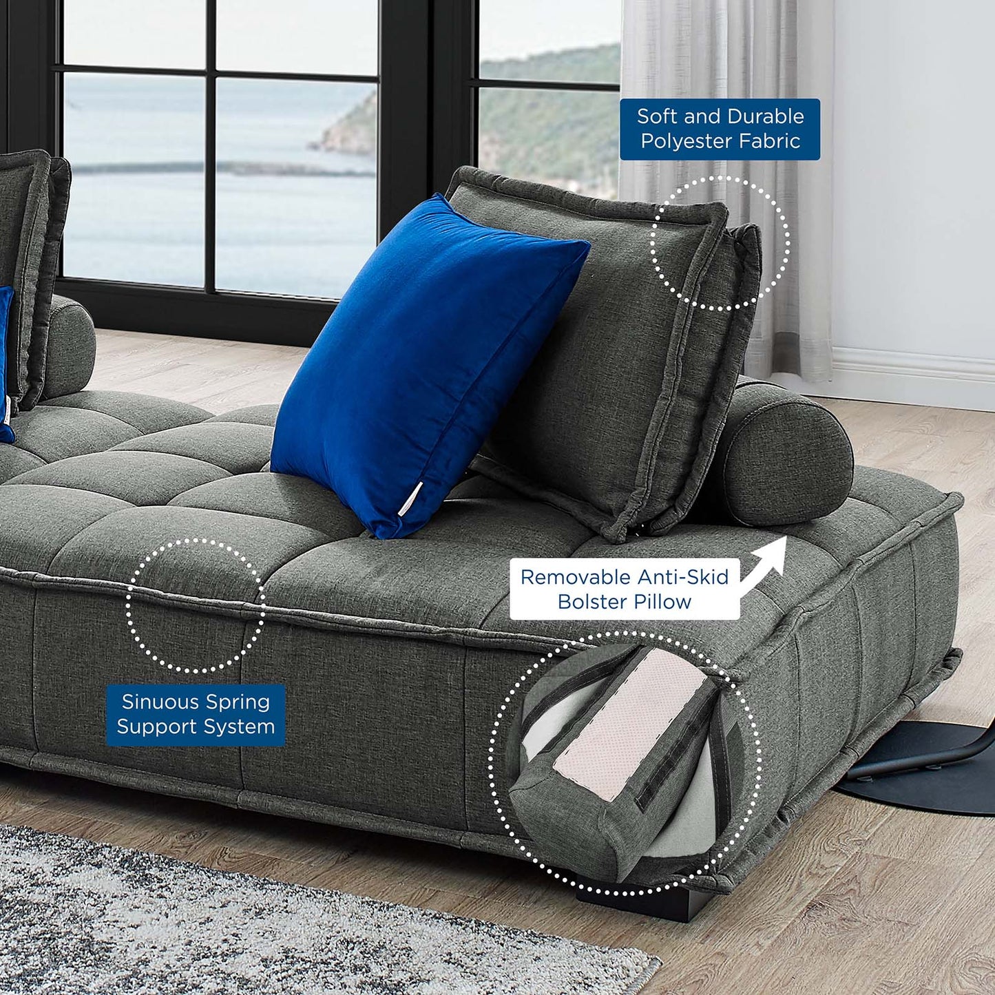 Saunter Tufted Fabric Armless Chair by Modway