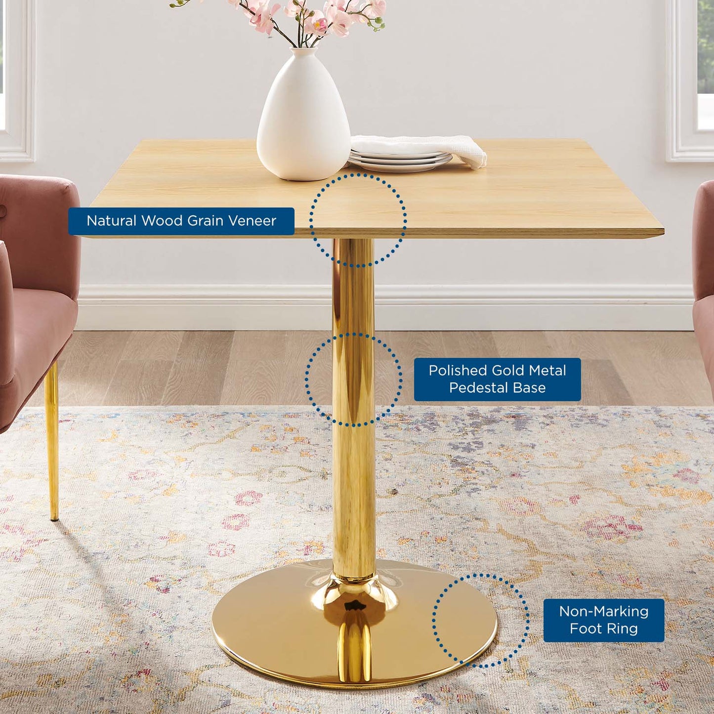 Verne 35" Square Dining Table by Modway