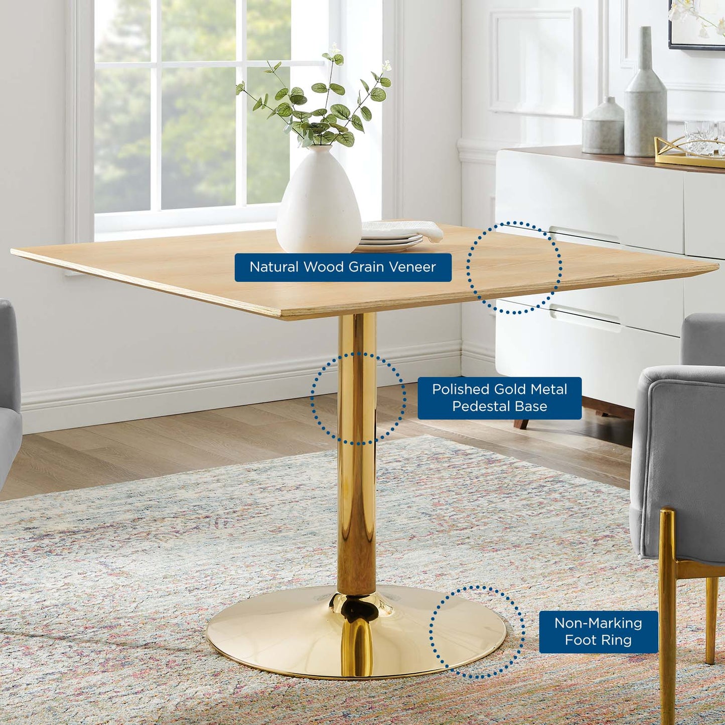 Verne 40" Square Dining Table by Modway