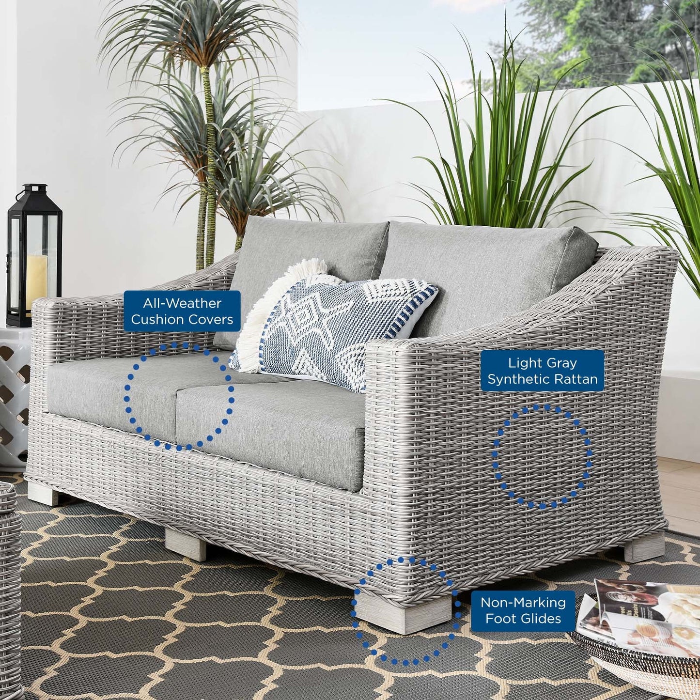 Conway Outdoor Patio Wicker Rattan Loveseat by Modway
