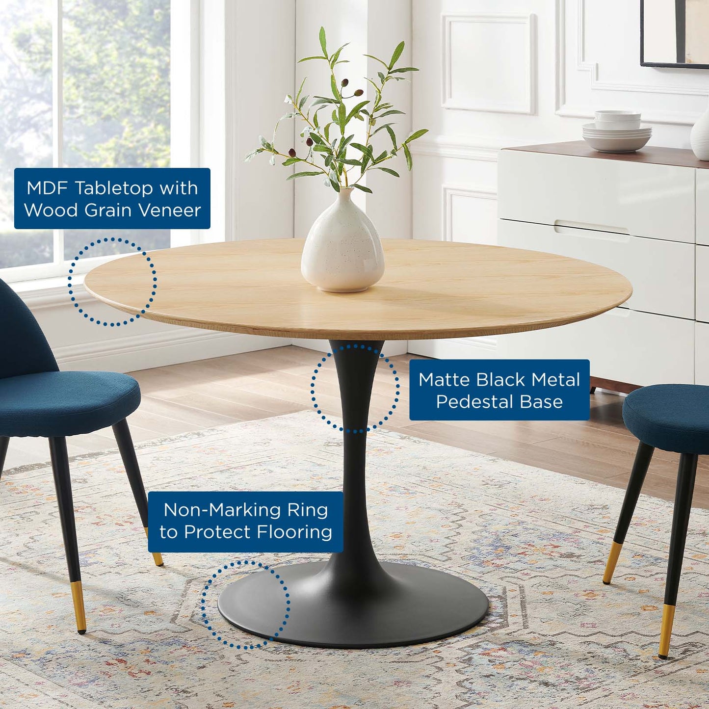 Lippa 48" Round Wood Dining Table by Modway