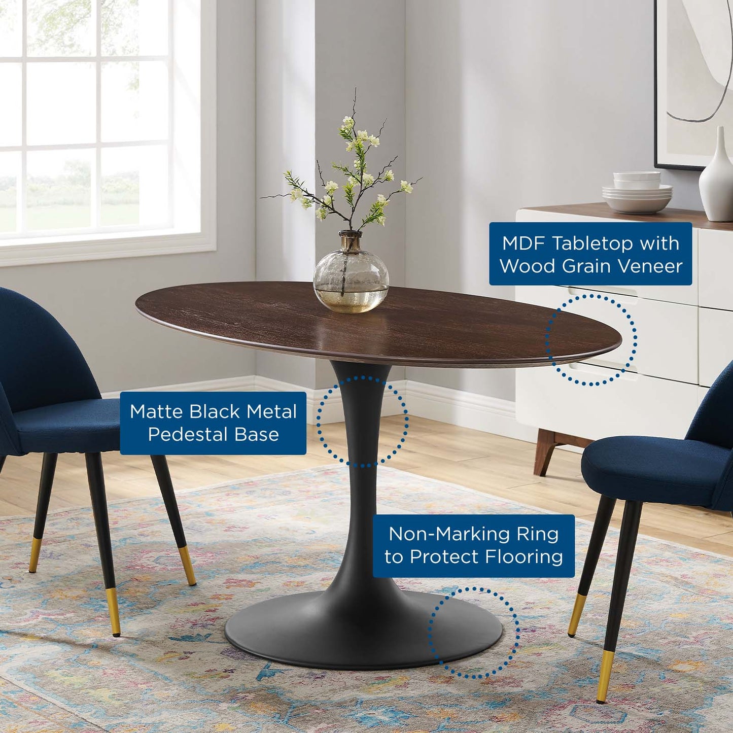Lippa 60" Oval Wood Dining Table by Modway