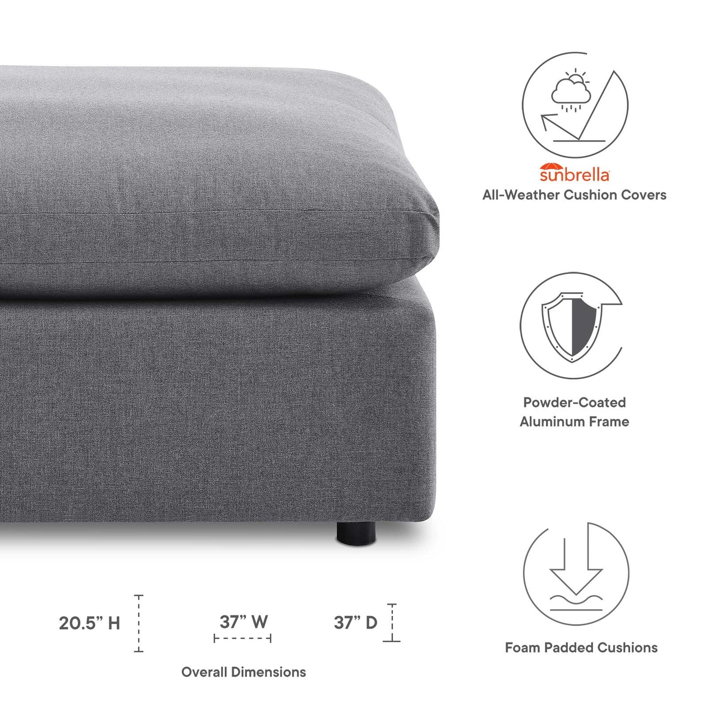 Commix Sunbrella¨ Outdoor Patio Ottoman by Modway
